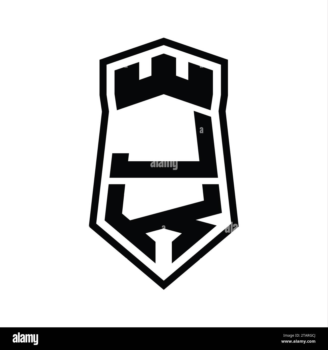 JK Letter Logo monogram hexagon shield shape up and down with crown ...