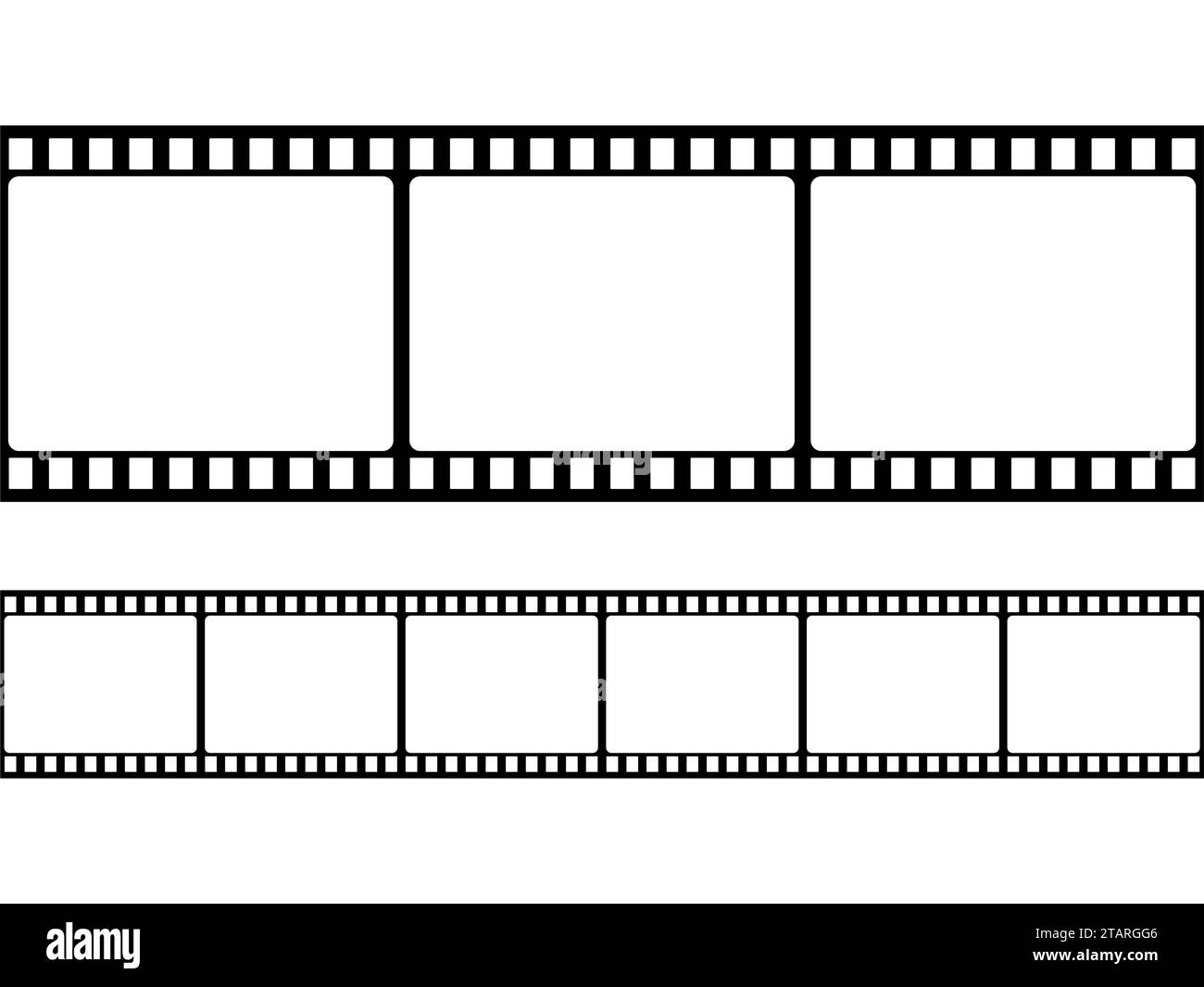 Film strip frame set in flat style isolated on white background. Design element Vector illustration Stock Vector