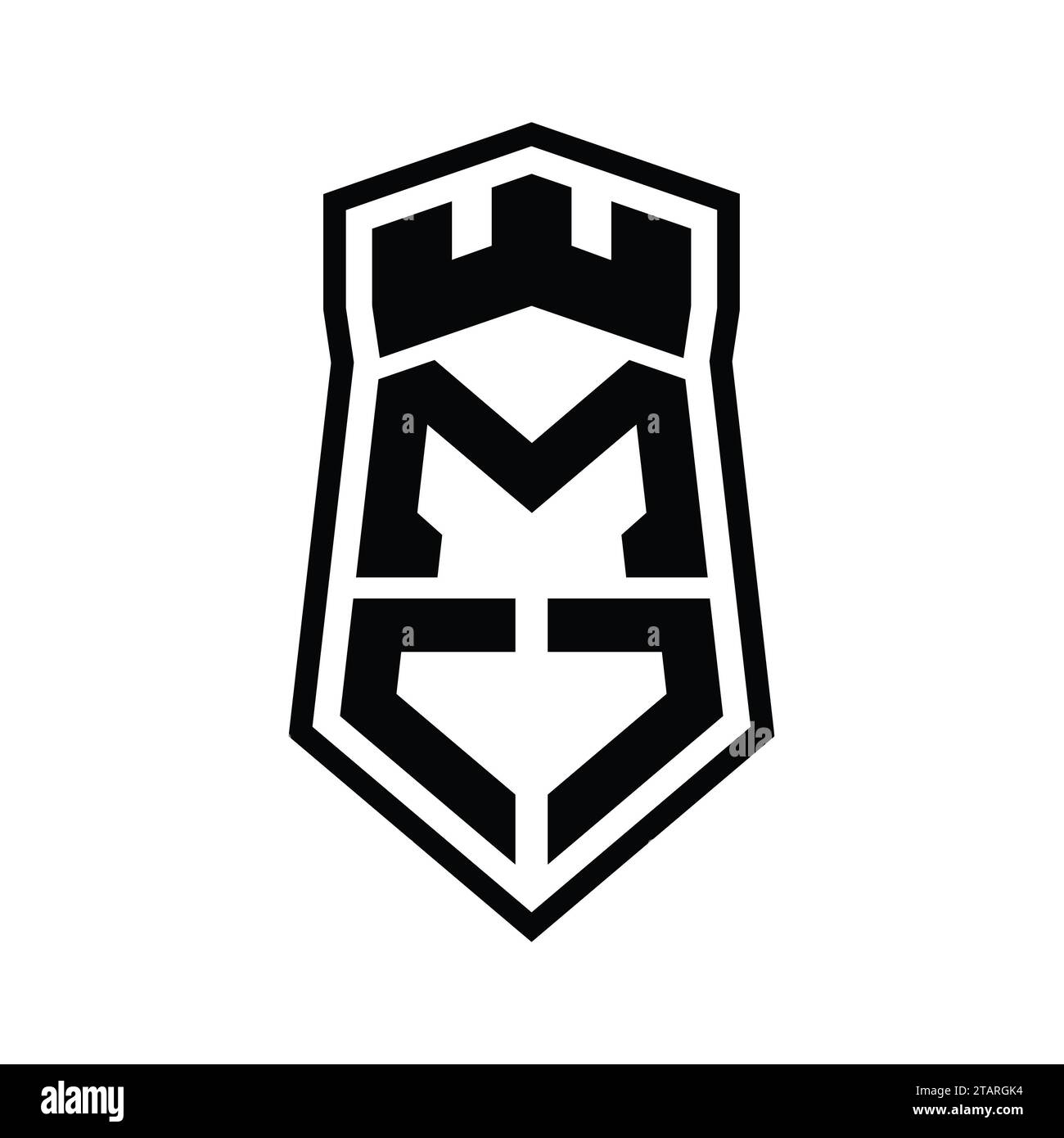MO Letter Logo monogram hexagon shield shape up and down with crown ...