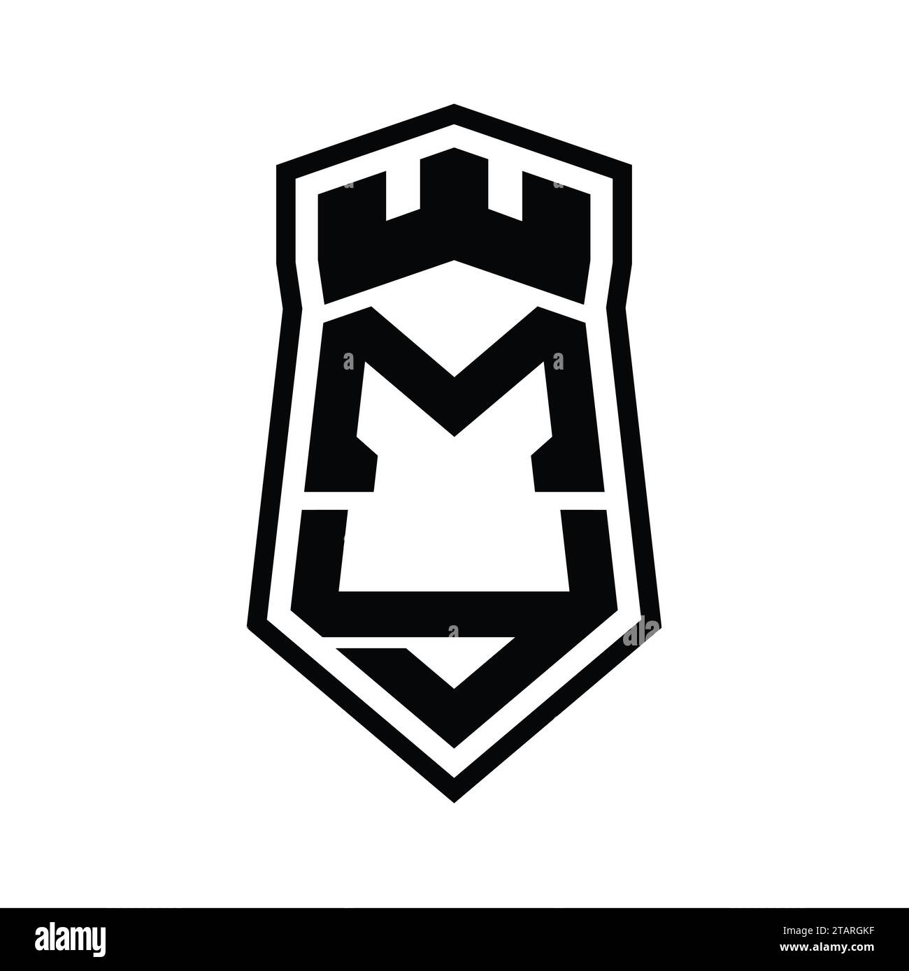 MY Letter Logo monogram hexagon shield shape up and down with crown ...