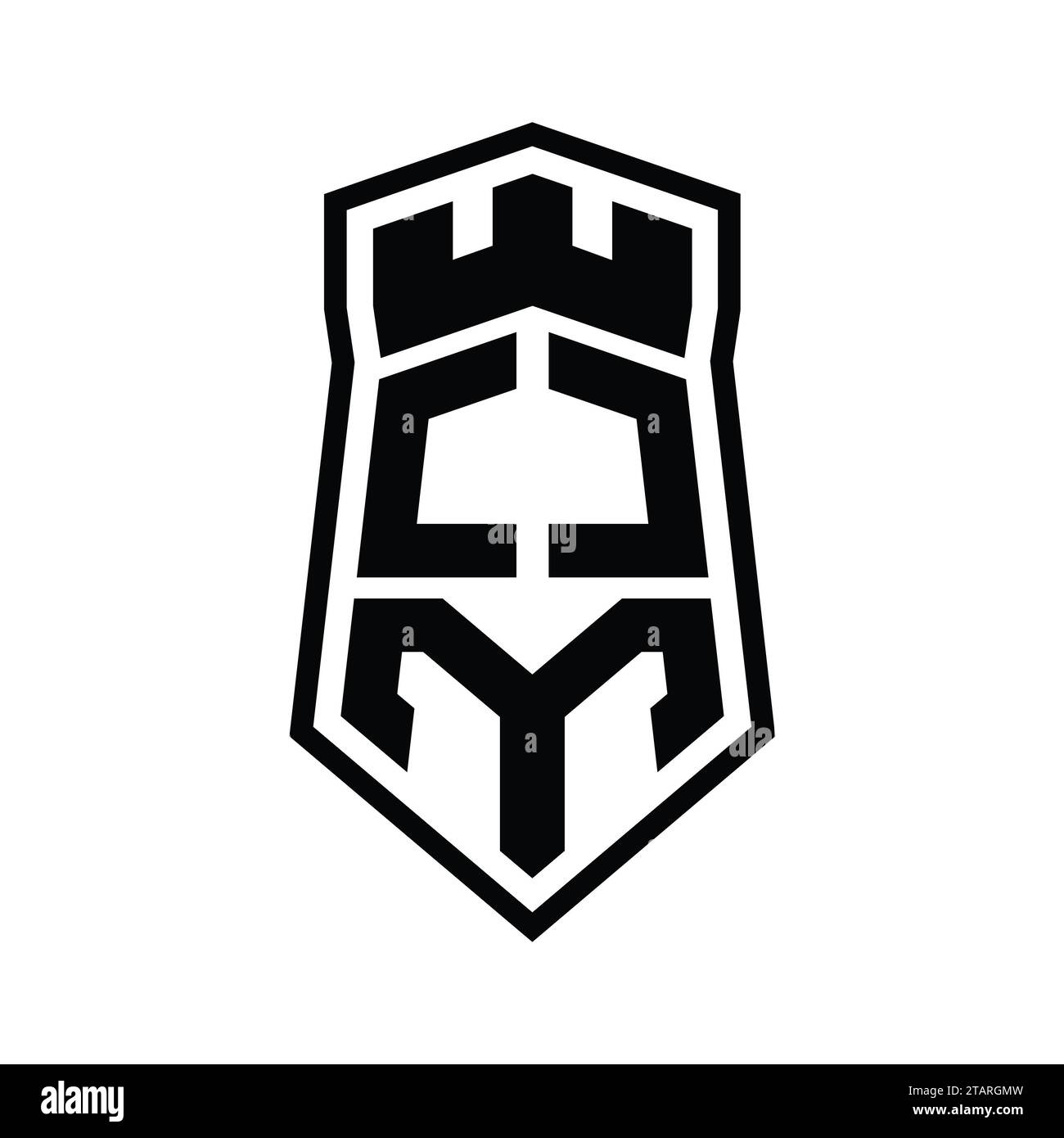 OM Letter Logo monogram hexagon shield shape up and down with crown ...