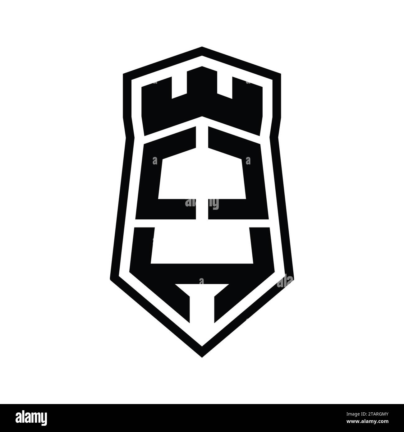 OH Letter Logo monogram hexagon shield shape up and down with crown ...