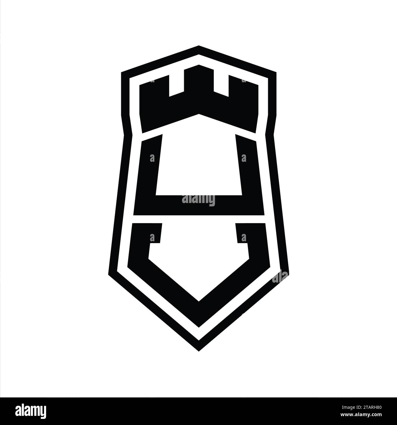 UV Letter Logo monogram hexagon shield shape up and down with crown ...