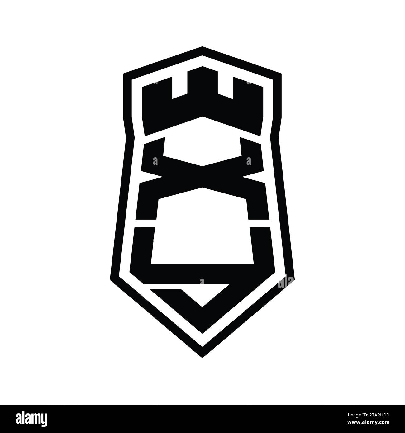 XY Letter Logo monogram hexagon shield shape up and down with crown ...