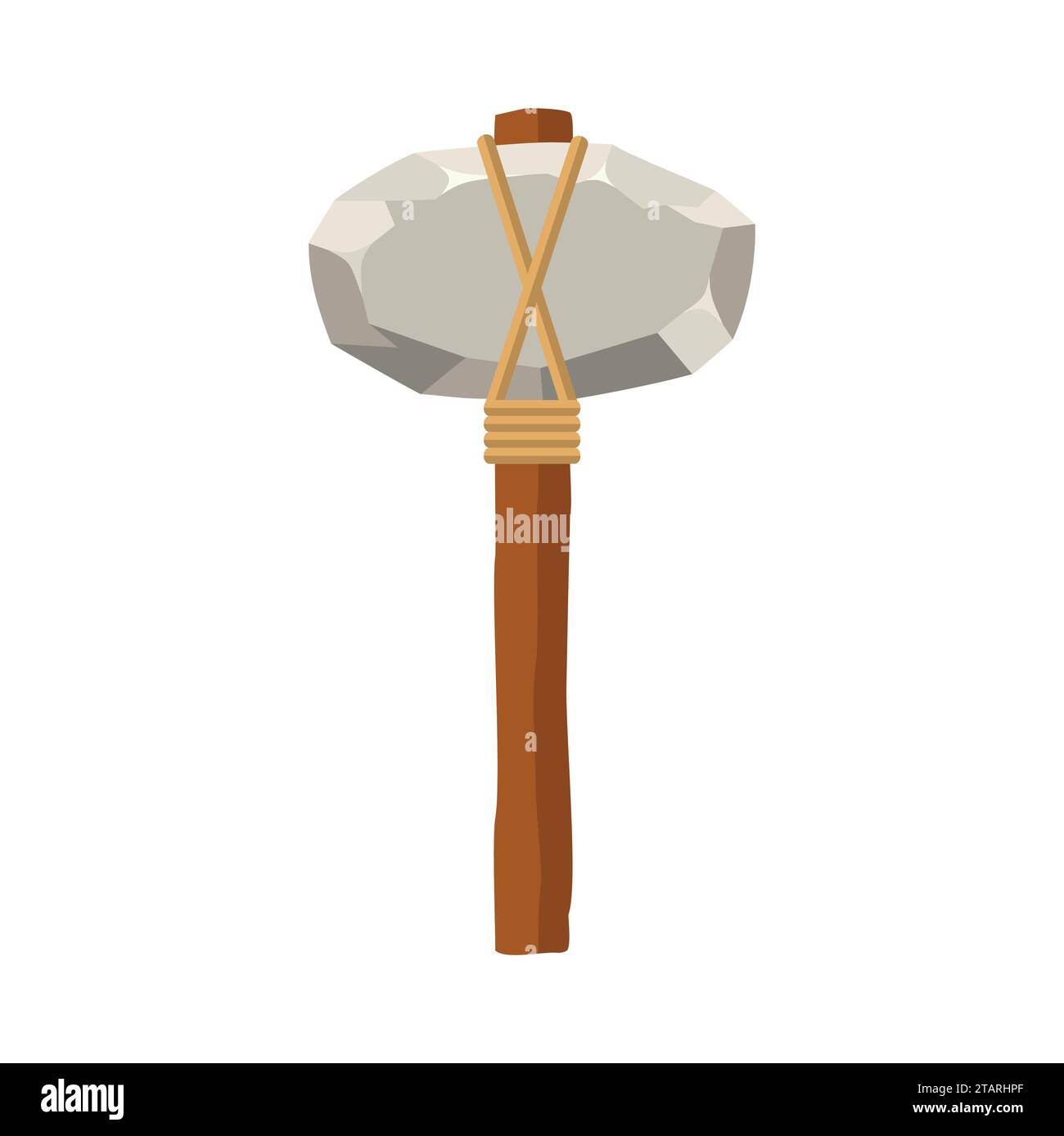 Stone hammer or axe isolated on white background. Ancient tool and weapon in flat style. Vector illustration. Stock Vector