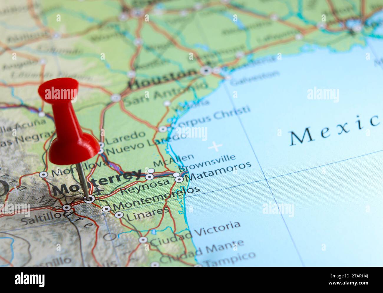 Monterrey, Mexico pin on map Stock Photo