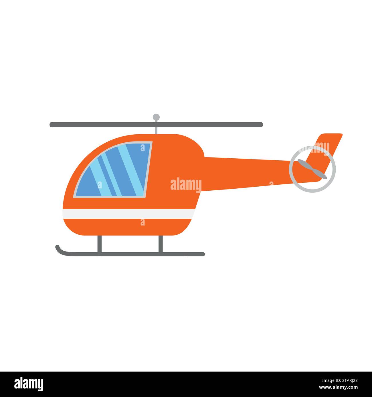 Orange cartoon Helicopter isolated on white background. Vector Illustration. Stock Vector