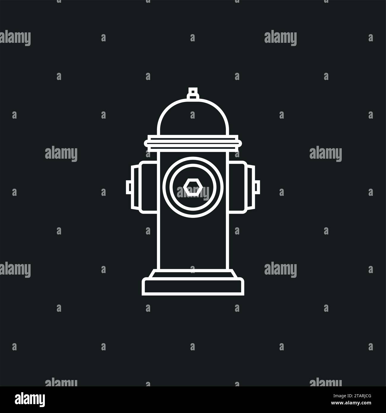 Hydrant firefighter extinguish the fire line icon in flat style isolated on black background. Vector Illustration Stock Vector