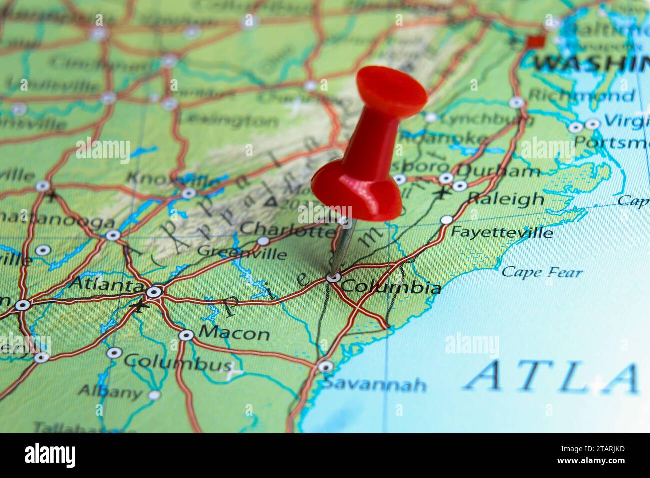 Columbia, South Carolina pin on map Stock Photo Alamy