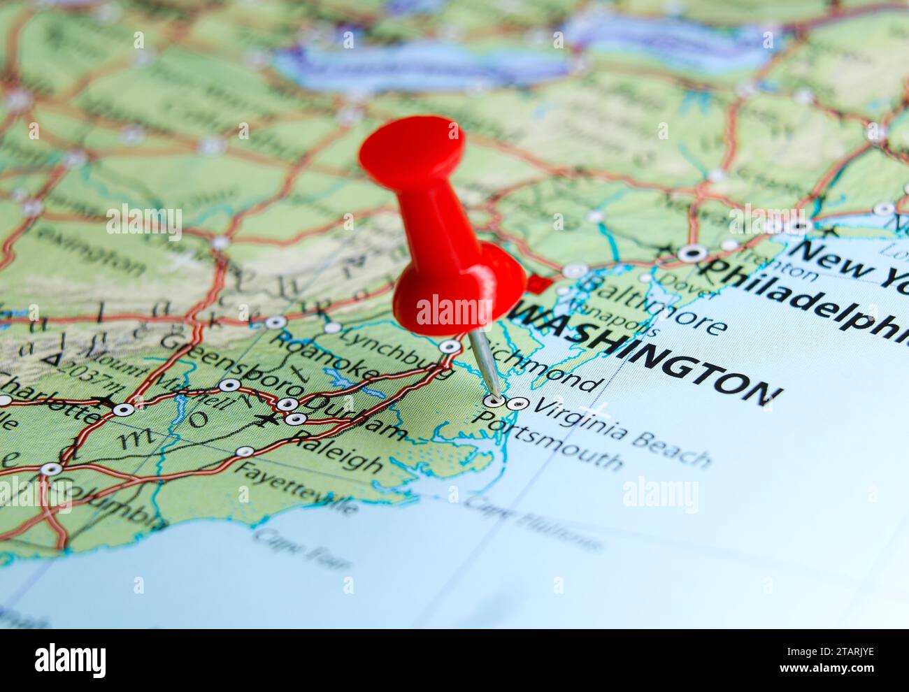 Portsmouth, Virginia pin on map Stock Photo Alamy