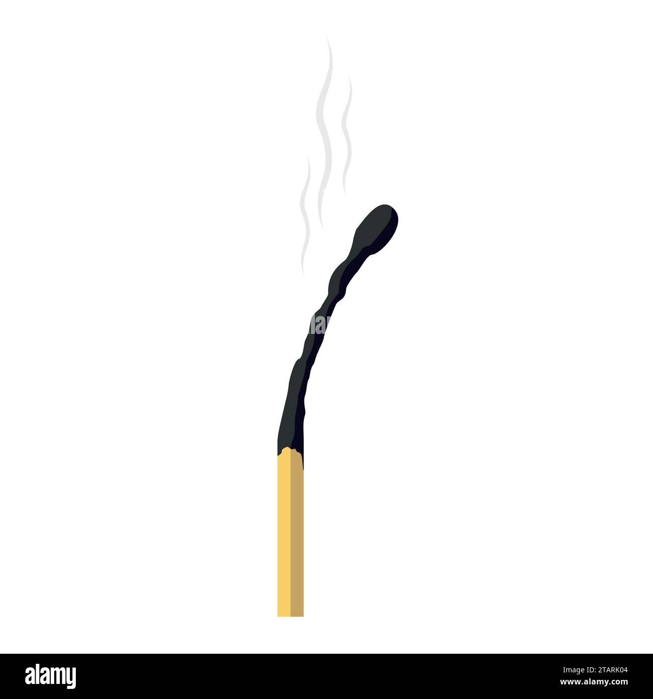 Burned match isolated on white background. Vector Illustration Stock Vector