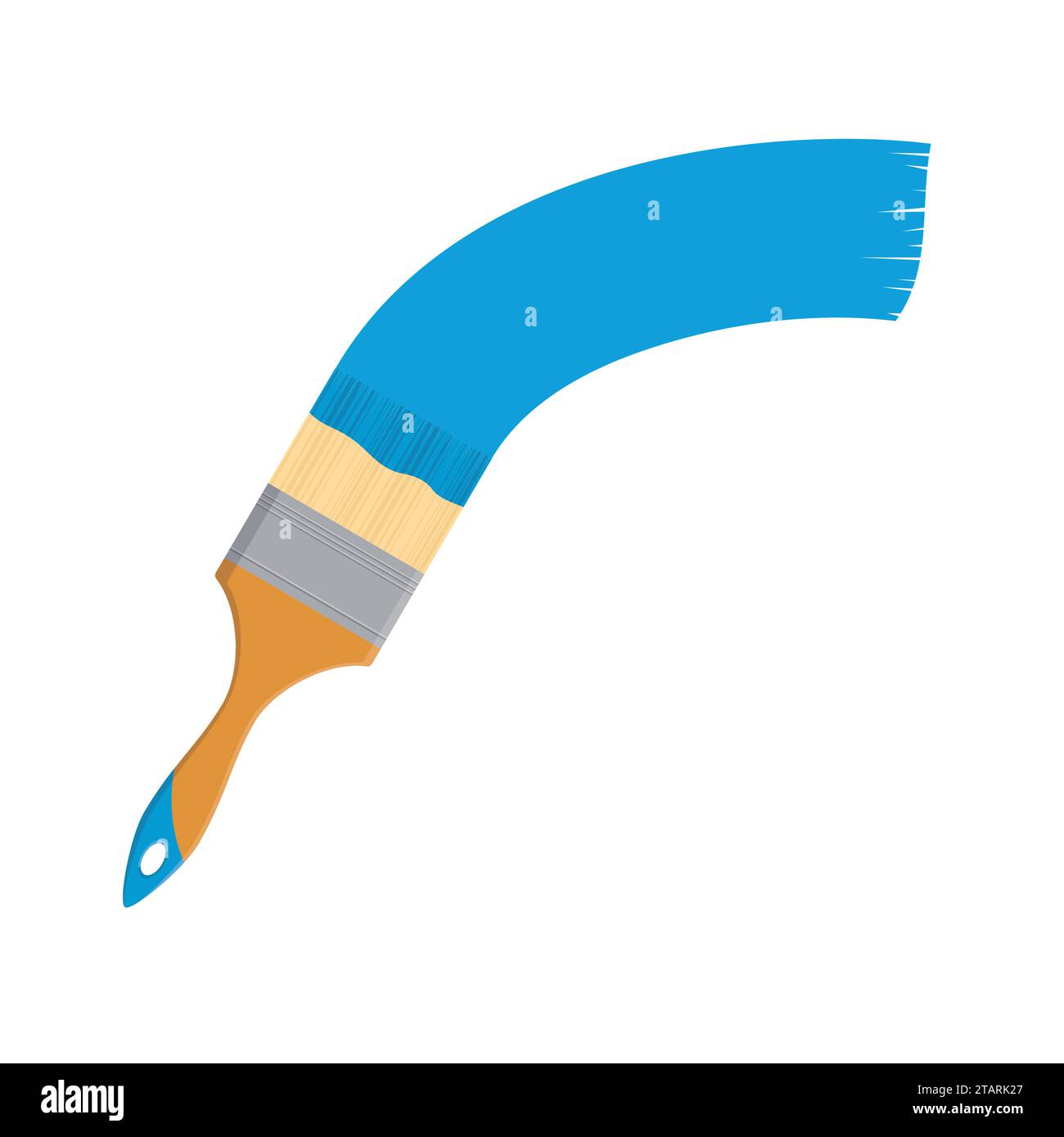 Brush paint tool blue isolated on white background in flat style