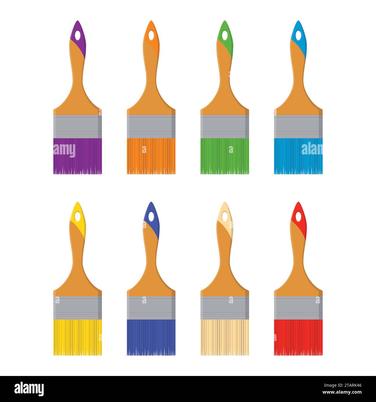 Tools design paint brushes different colors isolated on white