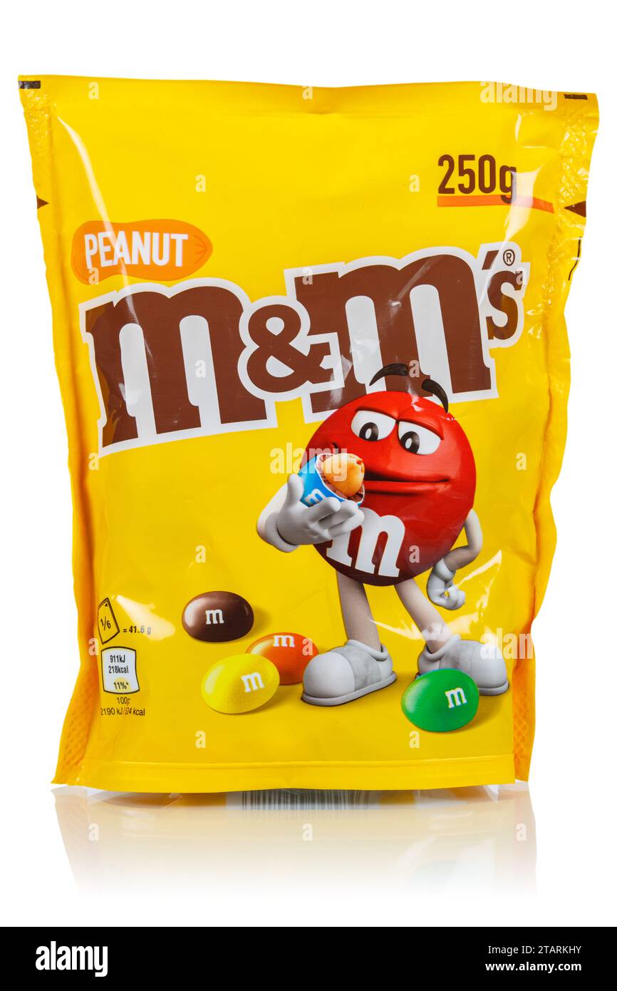 Stuttgart, Germany - May 19, 2023: M&M's Chocolate Lentils Peanut Variety From The Company Mars Inc. Freisteller Released In Isolation In Stuttgart, G Stock Photo