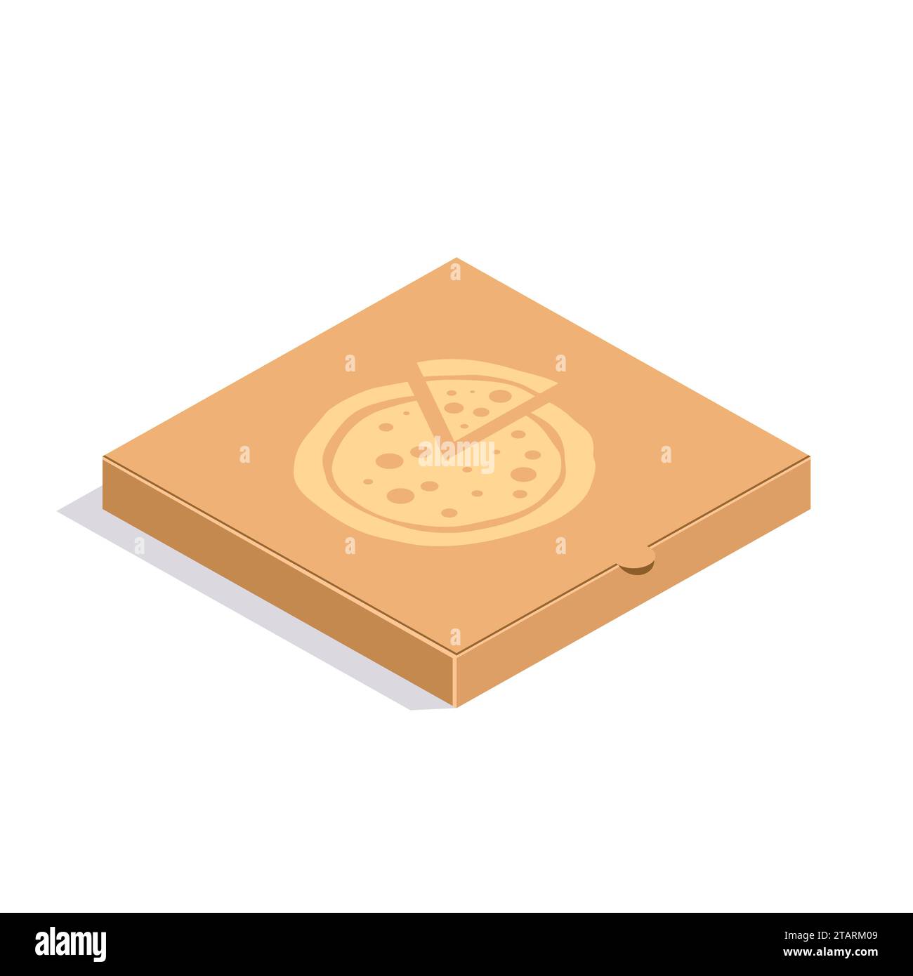 Brown carton packaging pizza box in flat style. Cardboard box for pizza