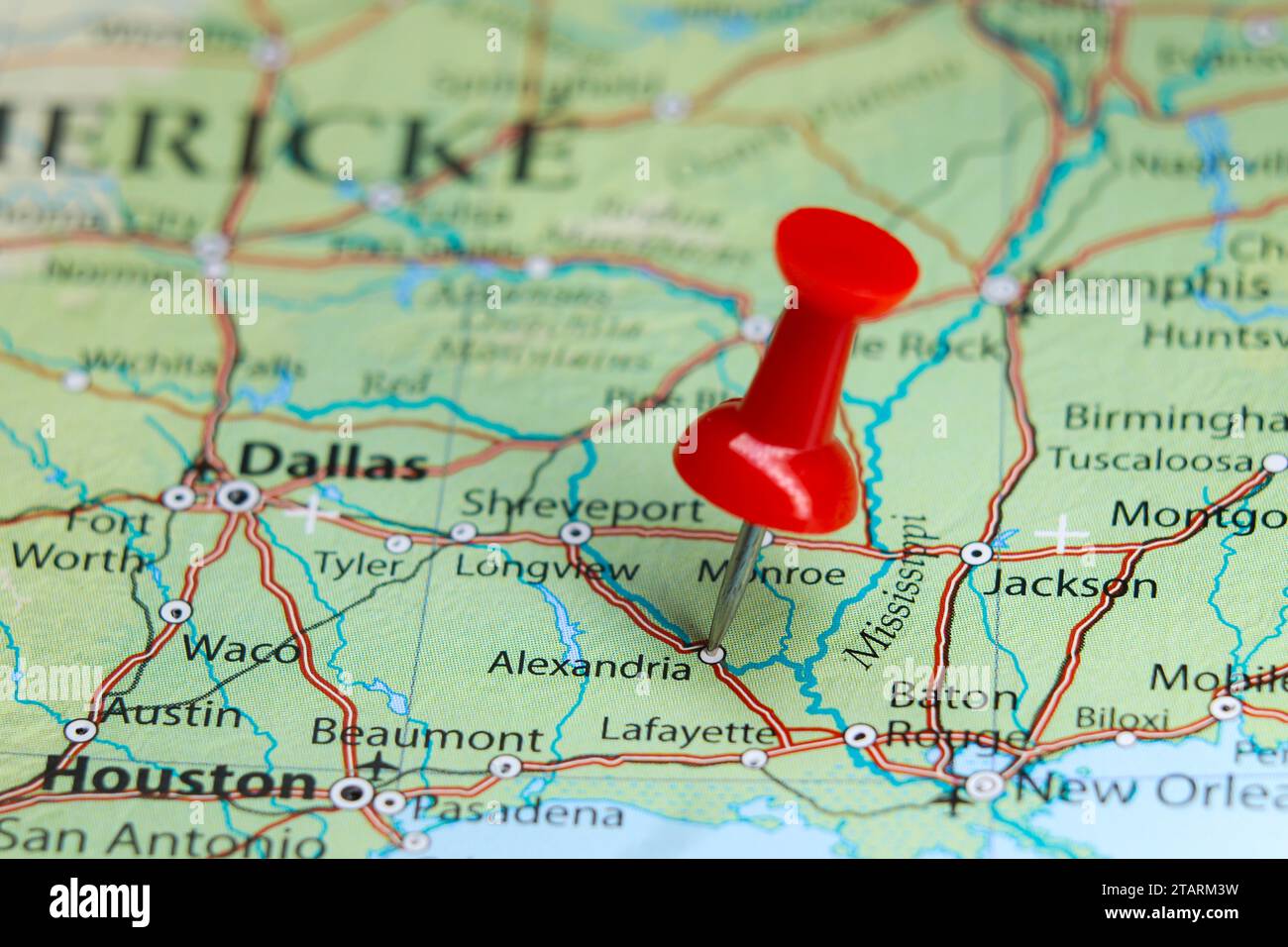 Alexandria, Louisiana pin on map Stock Photo Alamy