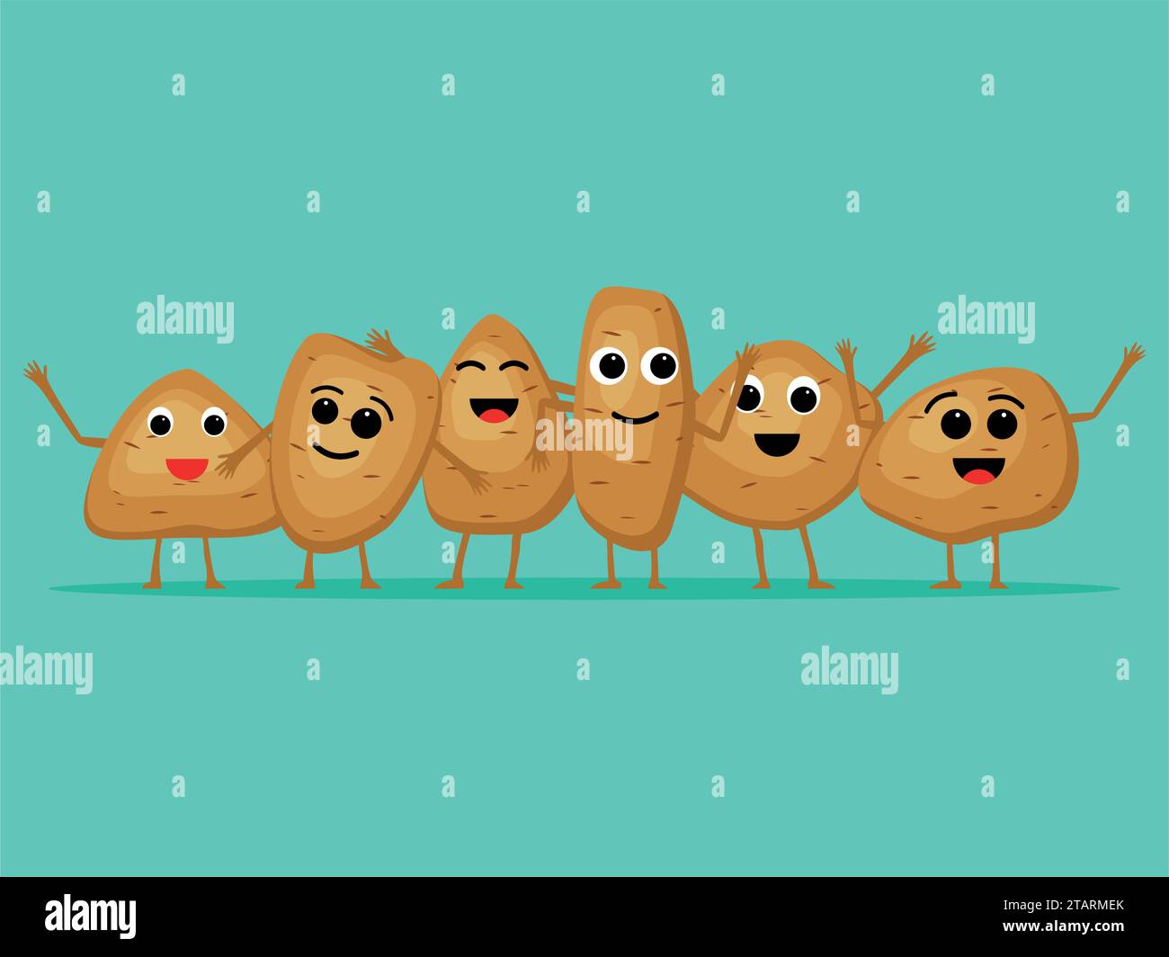 Vector set of potatoes characters. Cartoon potatoes isolated on