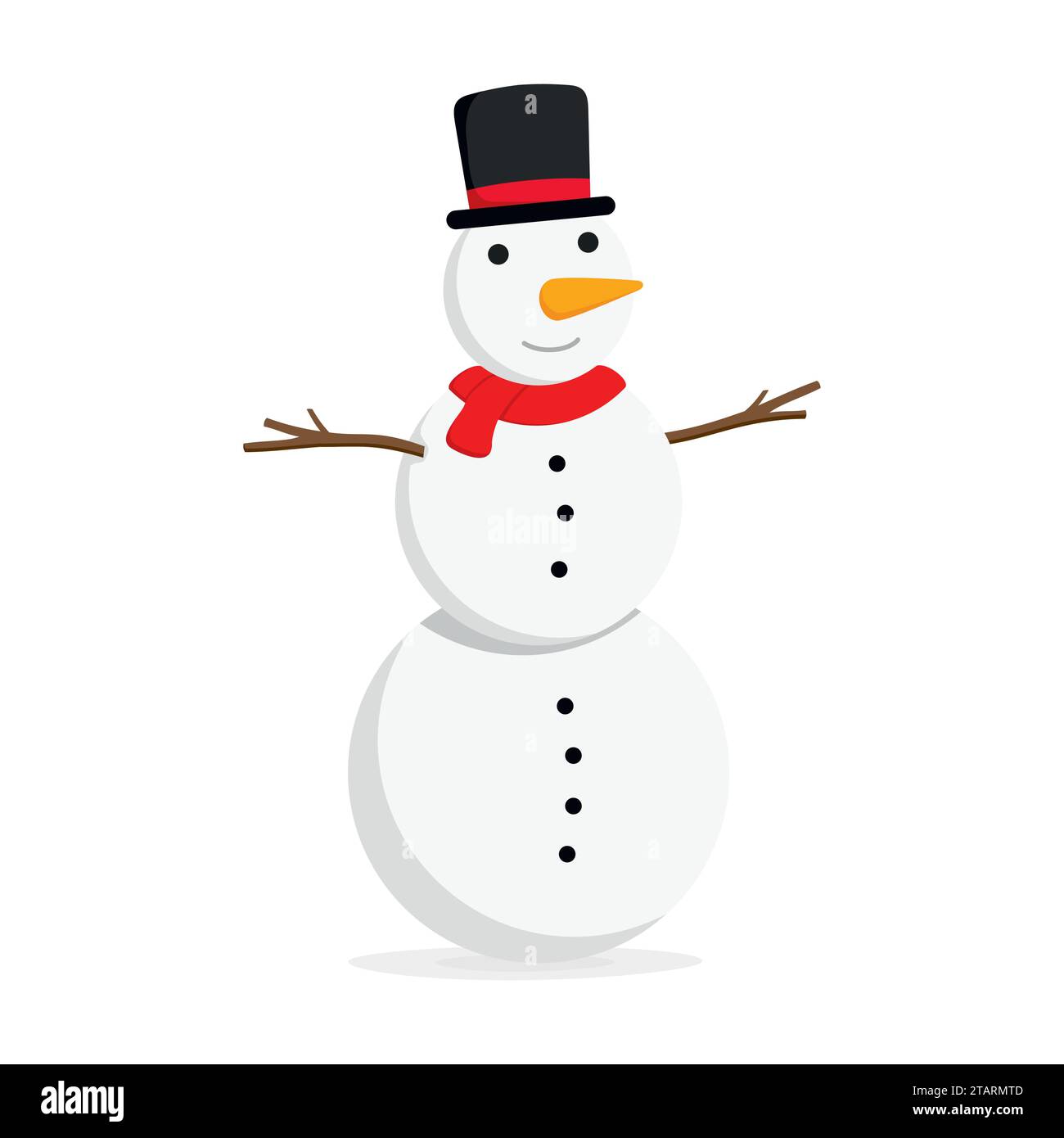 Snowman with top hat on White background. Vector illustration Stock ...