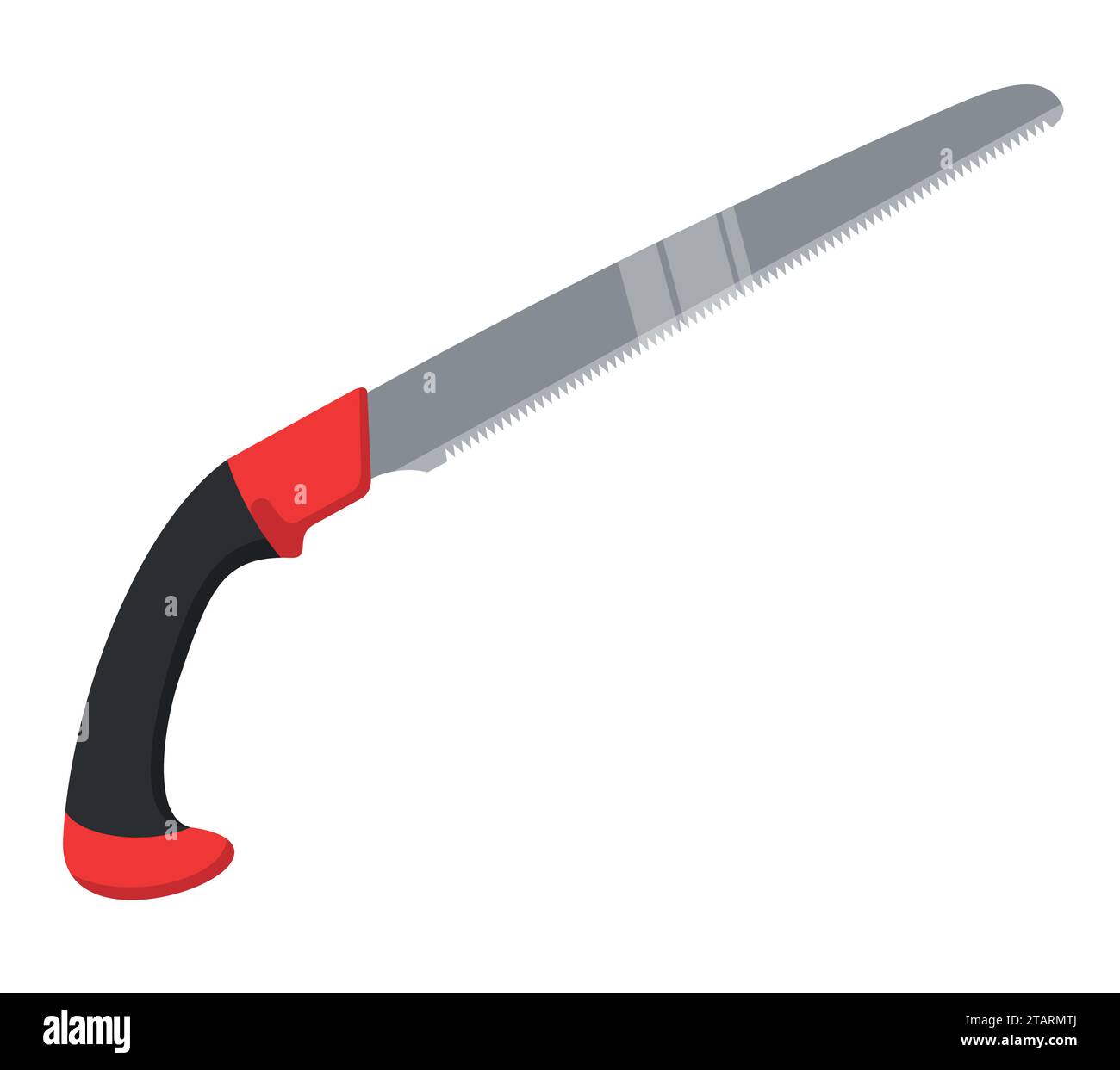 Garden hacksaw saw isolated on a white background. Pruning Saw gardener sawing branch. Vector illustration Stock Vector