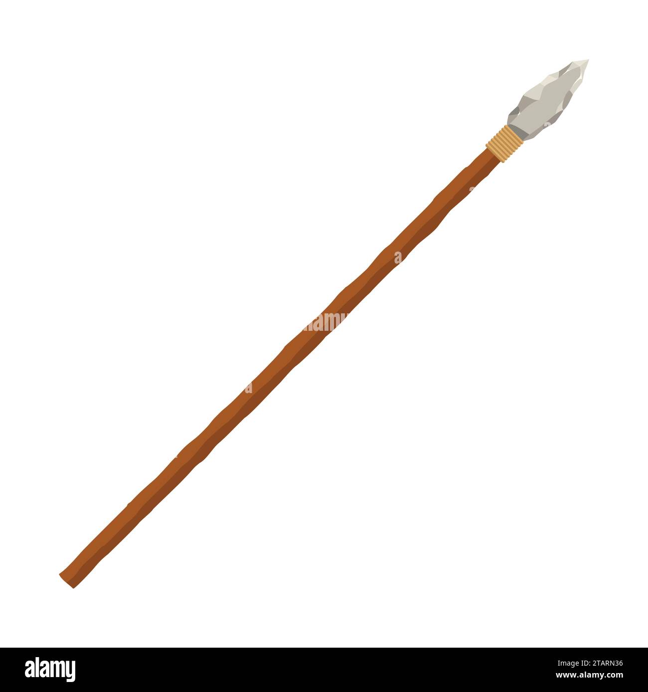 Spear isolated on white background. Hunting and military weapon prehistoric man. Primitive culture tool in flat style. Vector illustration. Stock Vector