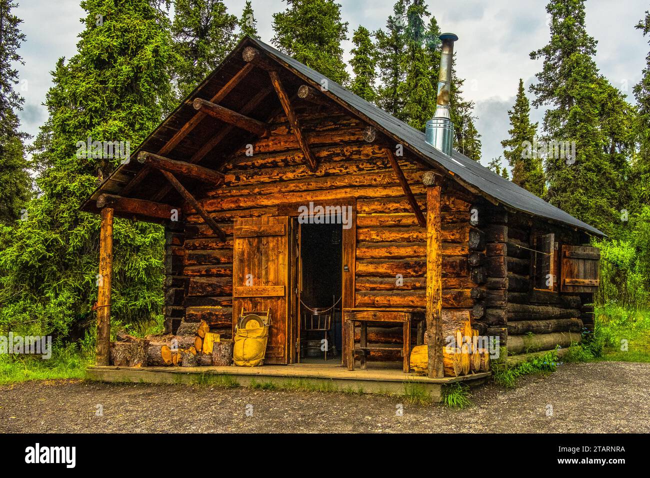 Frontier Cabin in Denali NP Denali Alaska Stock Photo Alamy