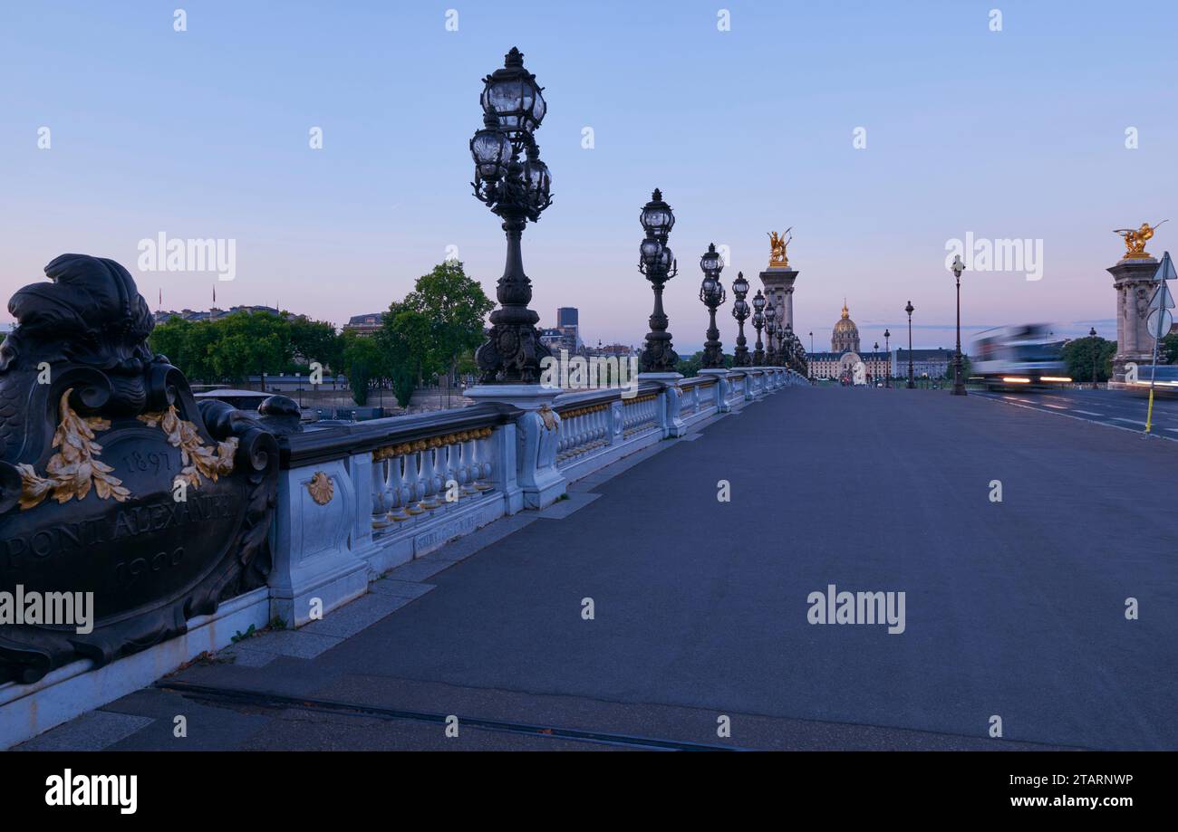 Early morning at Alexander III bridge, Paris Stock Photo