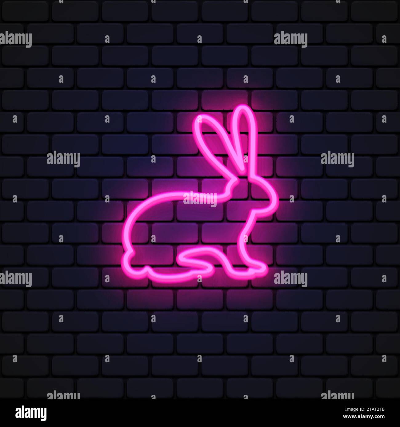 Rabbit neon icon on light background. Stock Vector