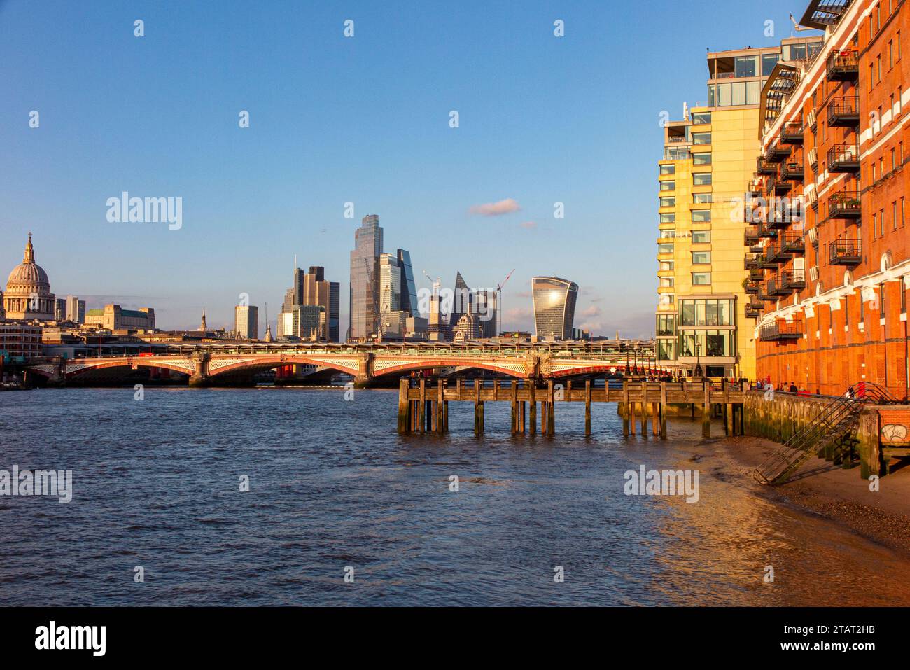 The City of London with Blackfriars Bridge in the foreground Stock Photo
