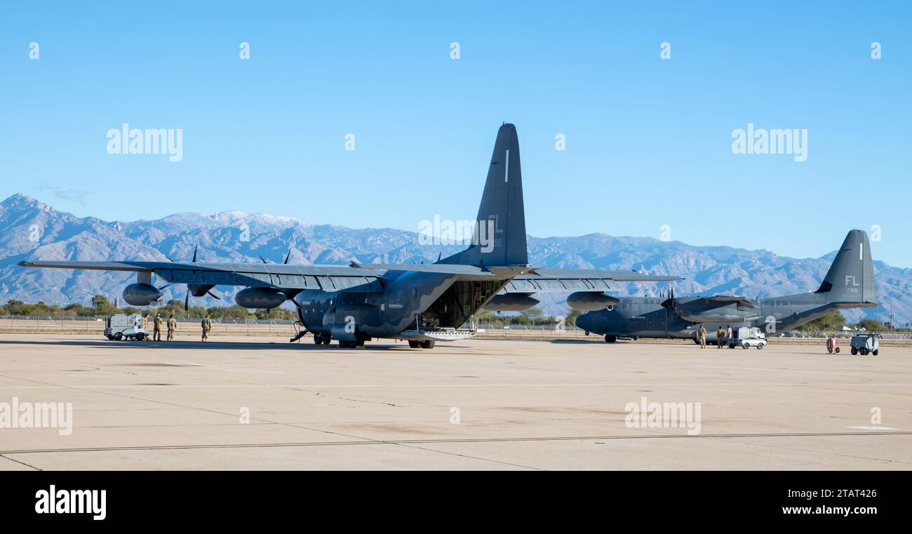 A 920th Rescue Wing HC-130J Combat King II aircraft taxis on the flight ...