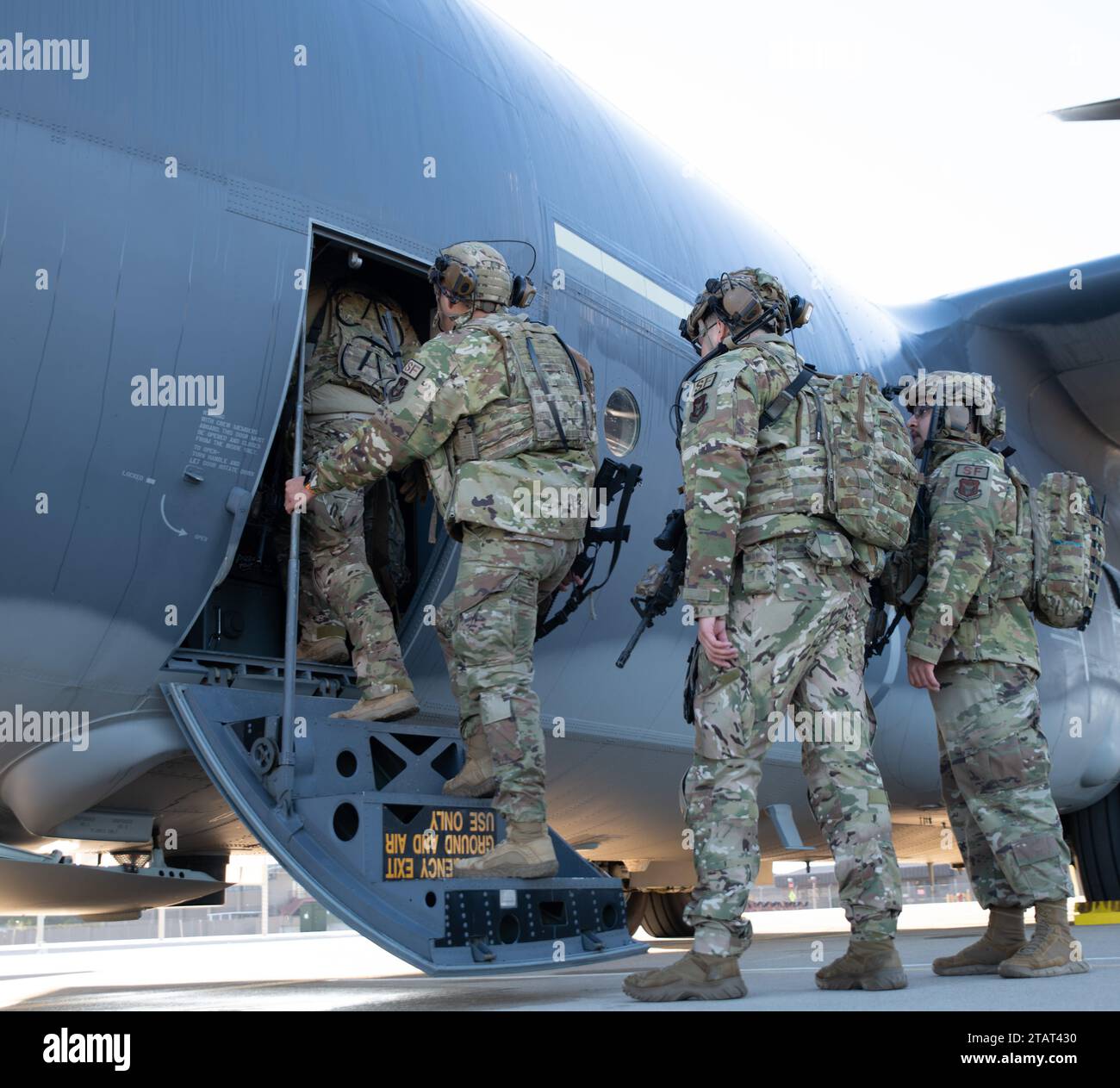 Airmen assigned to the 943d Security Forces Squadron board a 920th ...