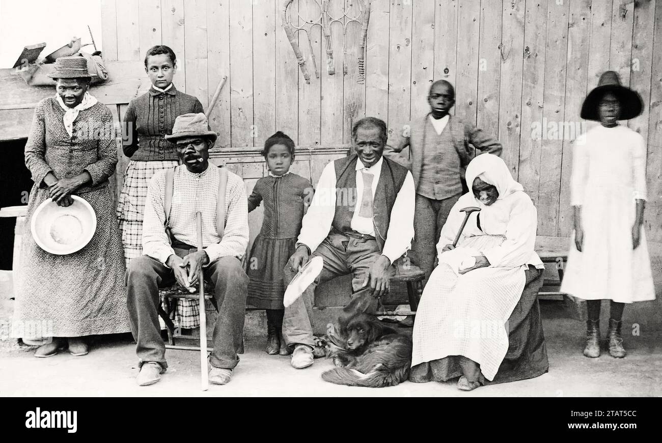 Harriet Tubman with former slaves she helped escape Stock Photo