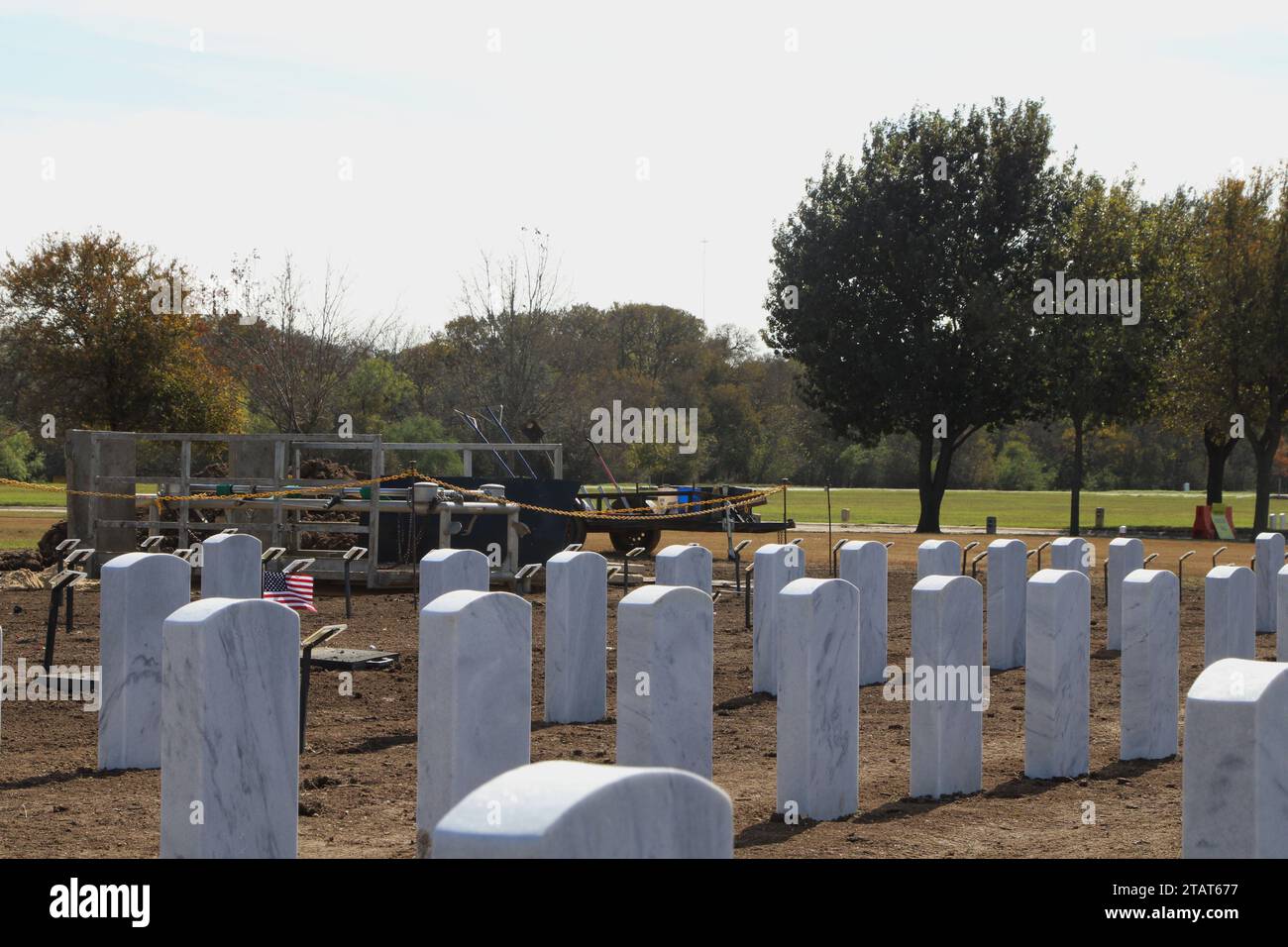 San Antonio, USA. 01st Dec, 2023. Temporary markers and permanent