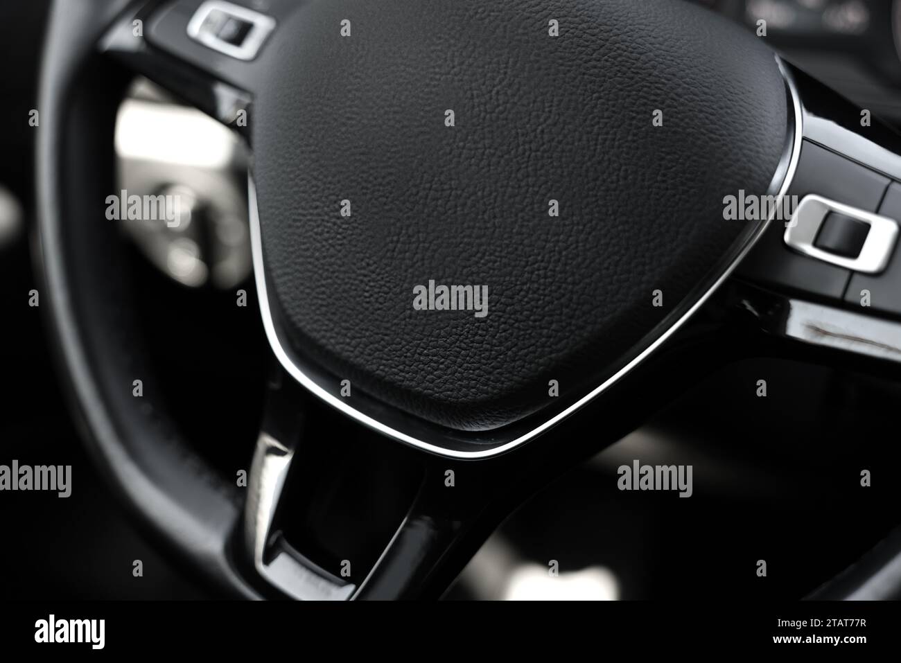 Safety airbag sign on steering wheel inside car Stock Photo Alamy