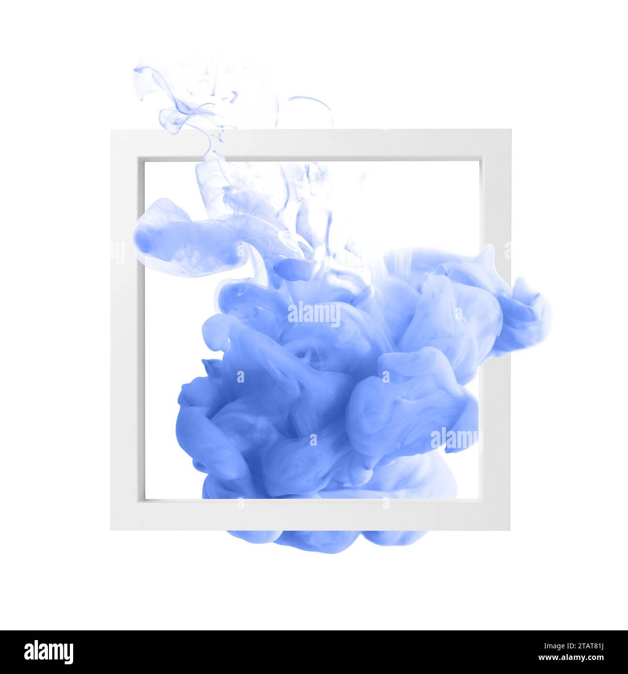 Splash of blue ink and frame on white background Stock Photo - Alamy