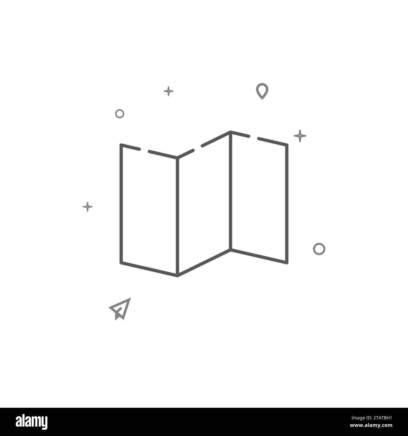 Folded map simple vector line icon. Symbol, pictogram, sign isolated on ...