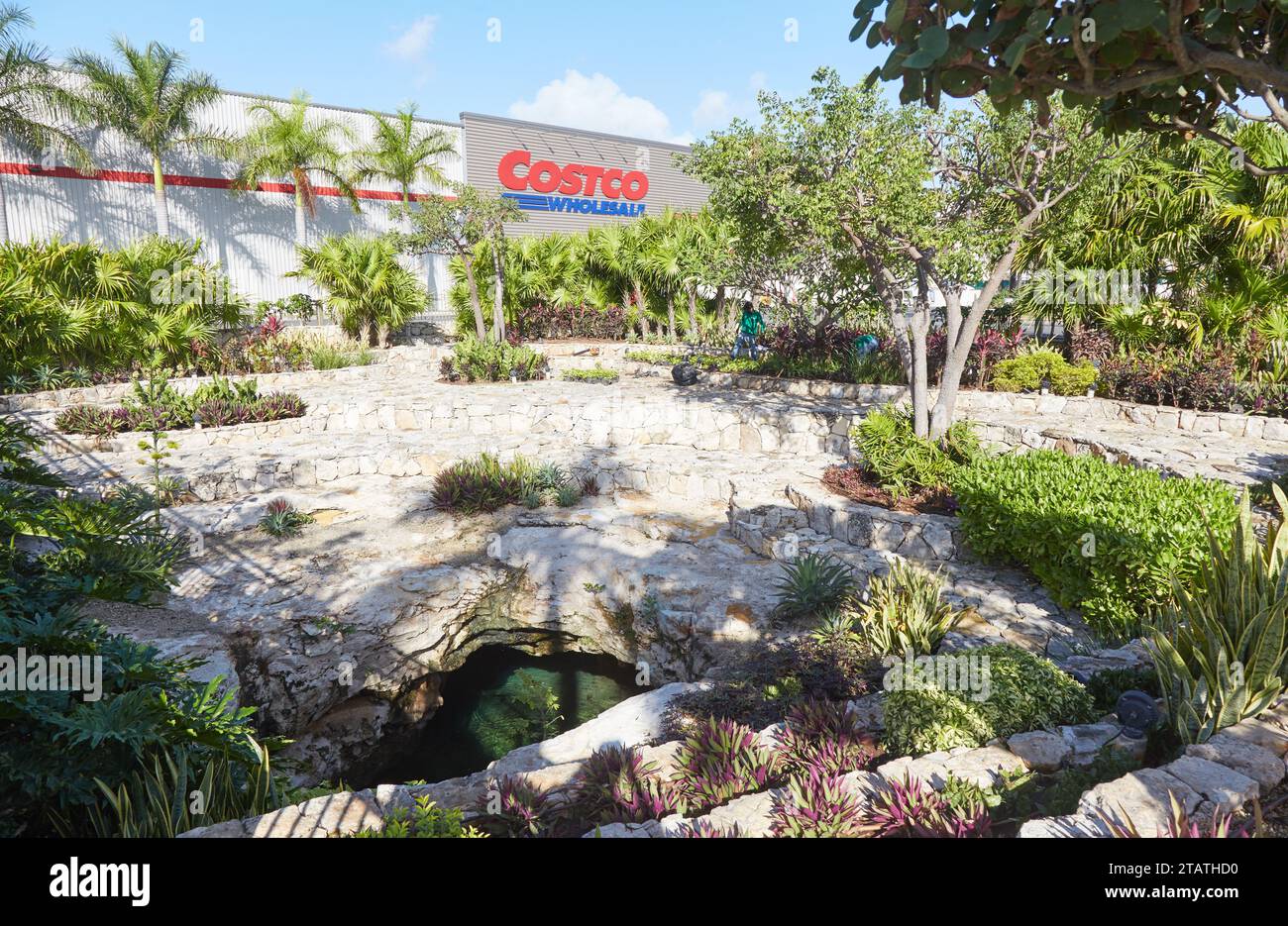 A Cenote In The Middle Of A Costco Parking Lot In Merida. Yucatan Stock ...