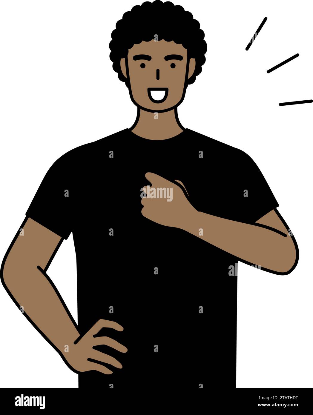 African-American man tapping his chest, Vector Illustration Stock Vector