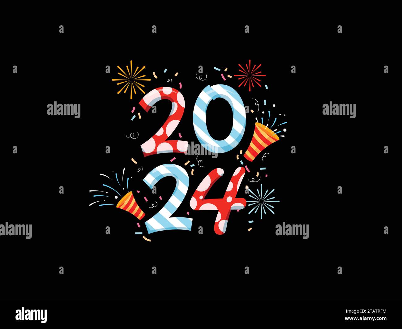 New Year 2024 in Flat Design Stock Vector