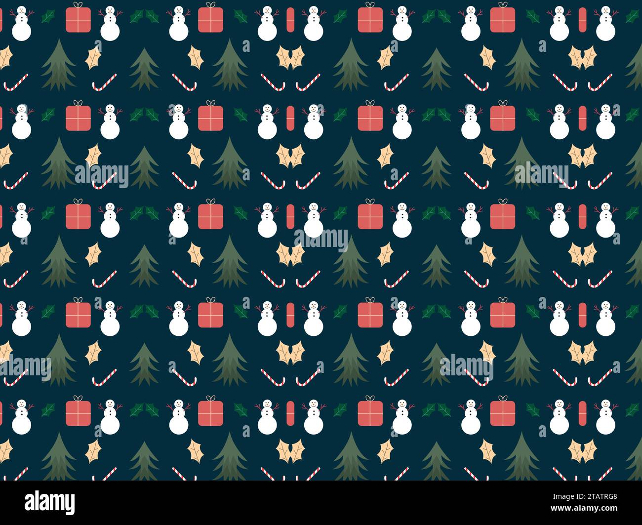 Christmas endless pattern with snowman, pine tree, and gift box Stock Vector