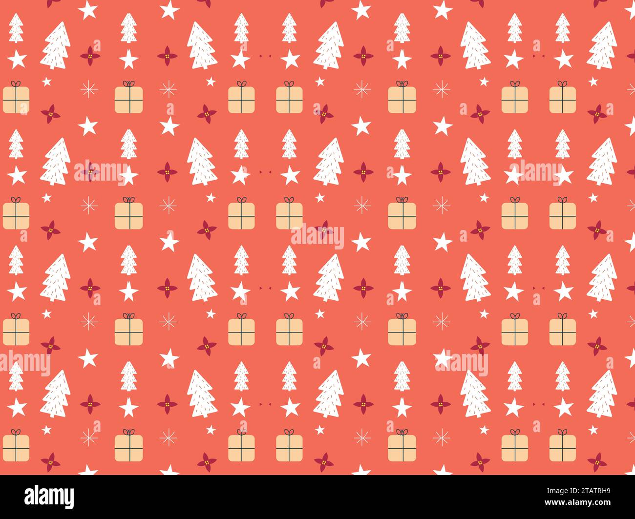 Christmas endless pattern with star, pine tree, and gift box vector Background Stock Vector