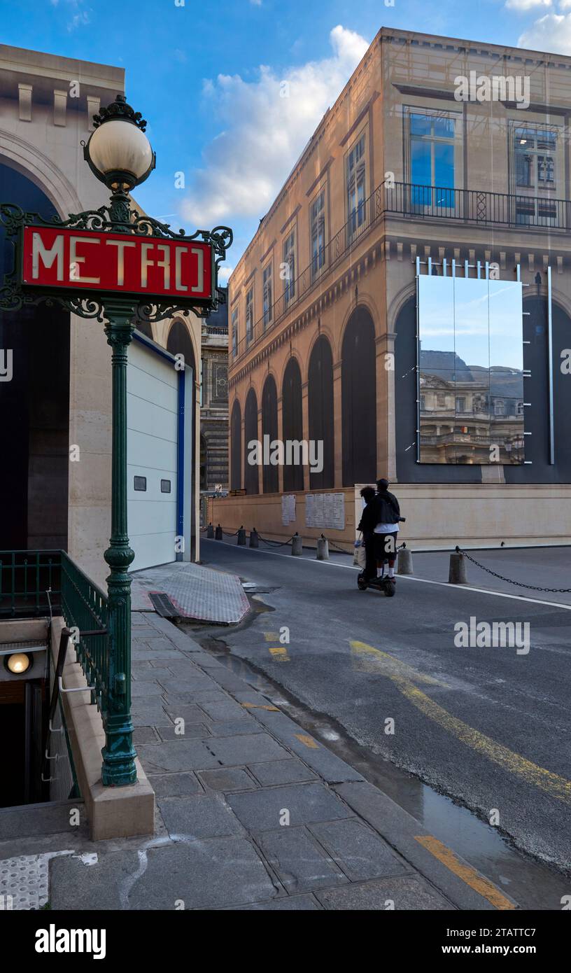 Entrance to the city metro early in the morning, Paris Stock Photo
