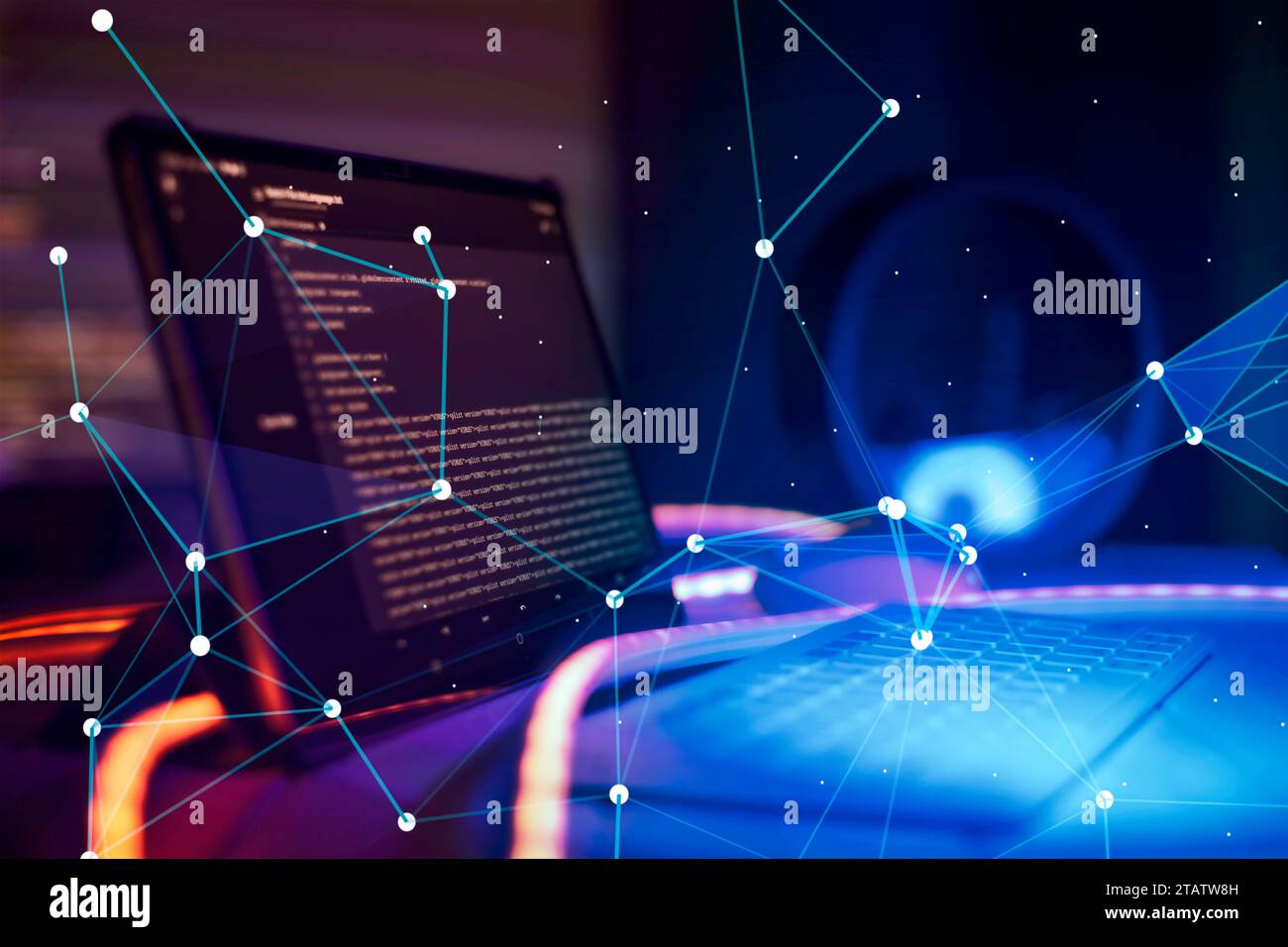 Monitor closeup of function source code. Abstract IT technology ...