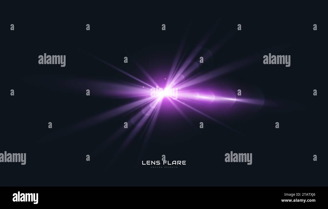 Purple Lens Flare Effect. Vector transparent Sunlight Light Effect ...