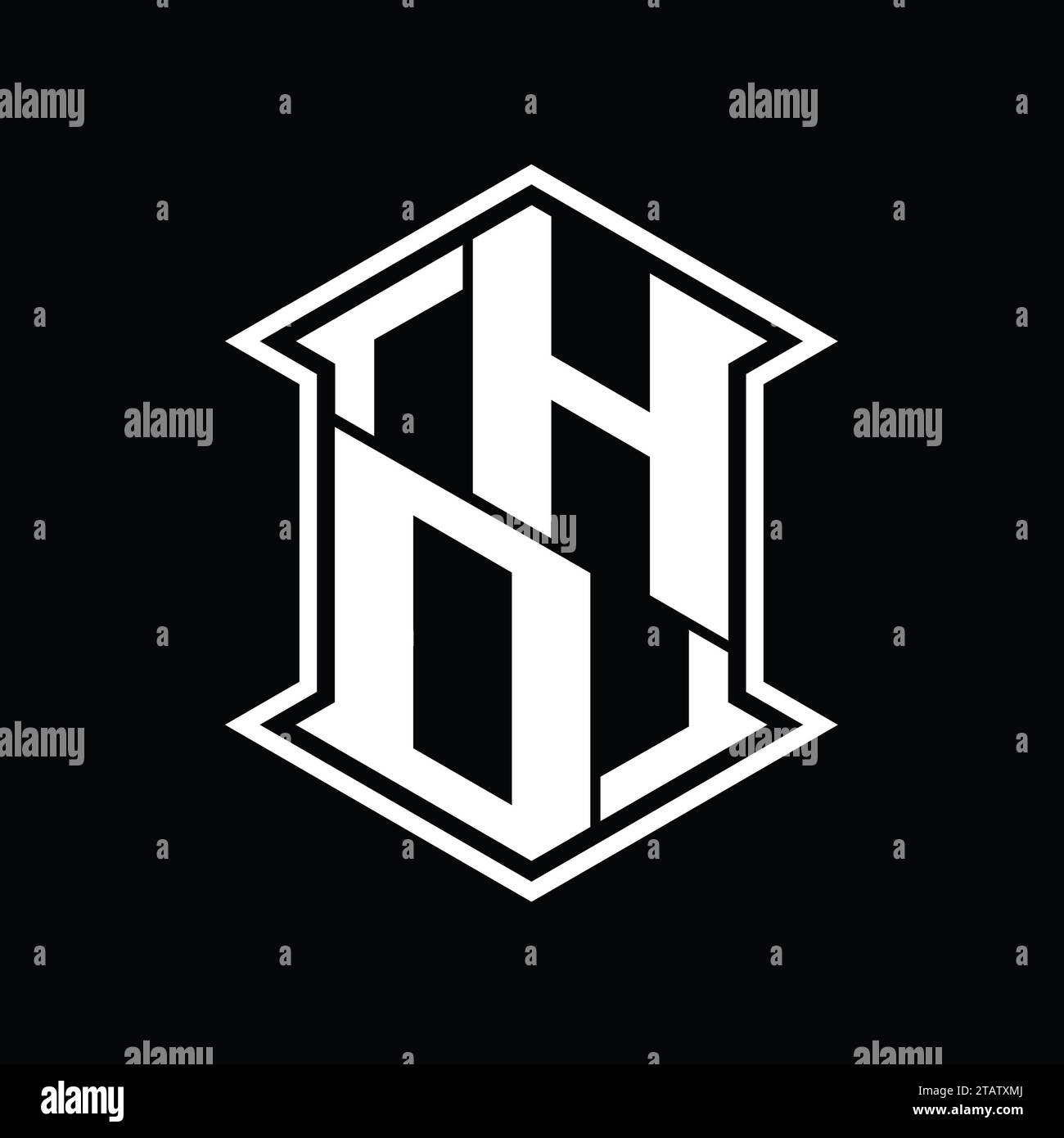 HD Letter Logo monogram hexagon shield shape up and down with sharp ...