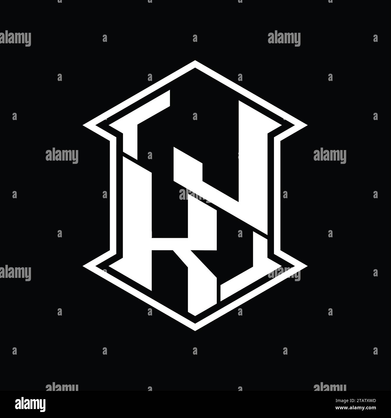 JK Letter Logo monogram hexagon shield shape up and down with sharp ...