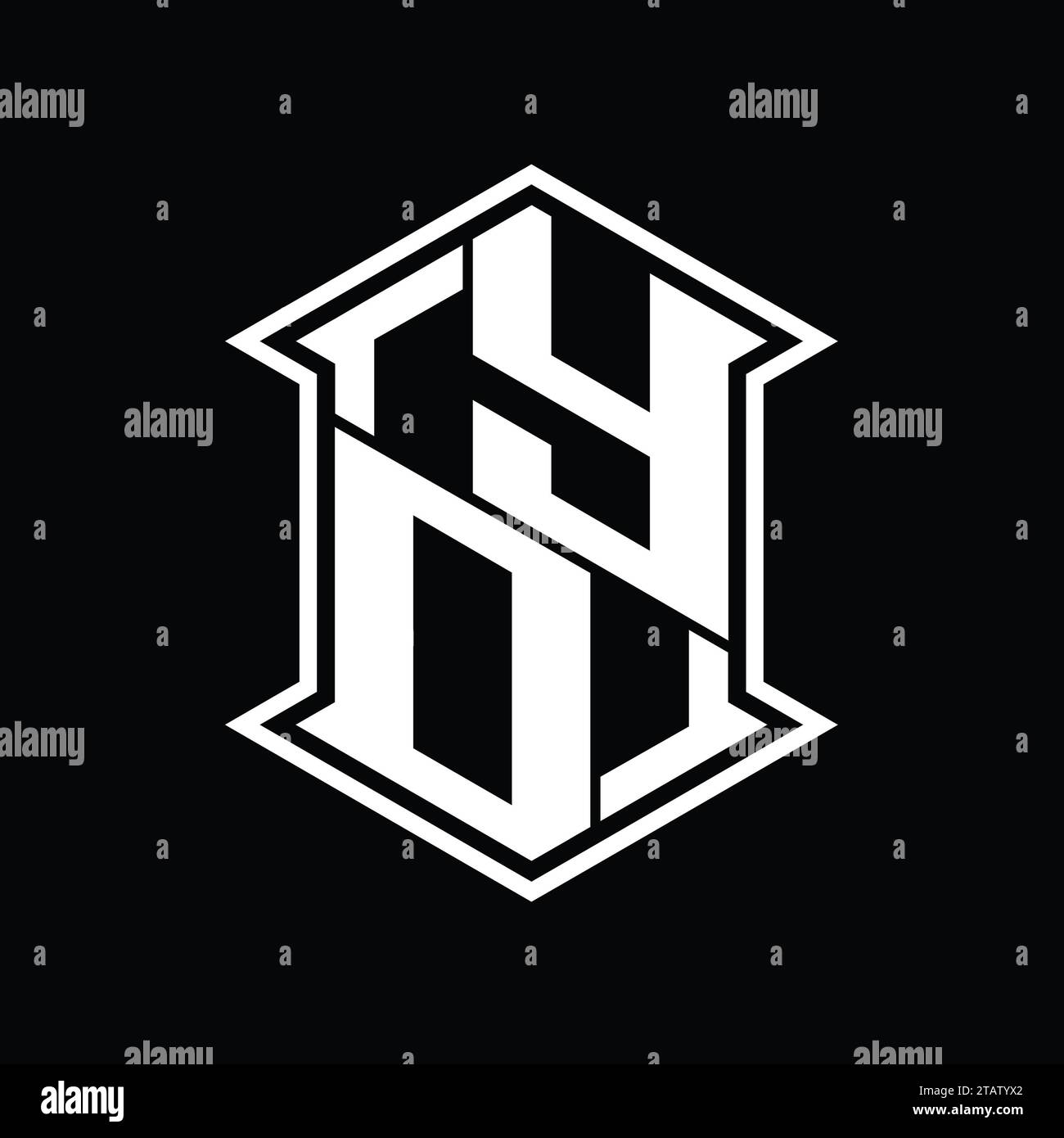 YD Letter Logo monogram hexagon shield shape up and down with sharp ...