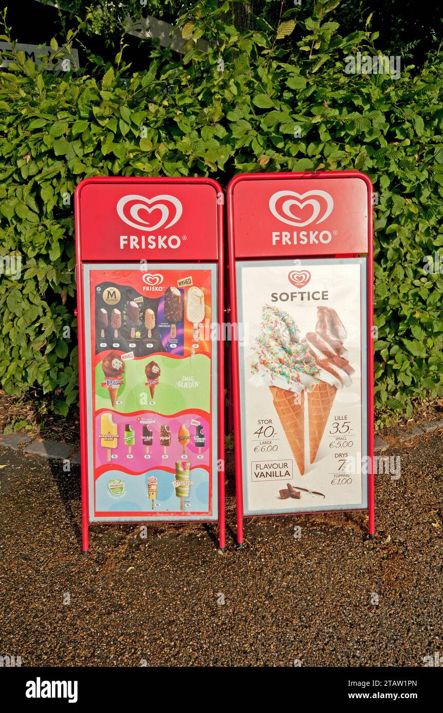Frisko ice-creams advertisement billboards in Copenhagen, Denmark Stock Photo