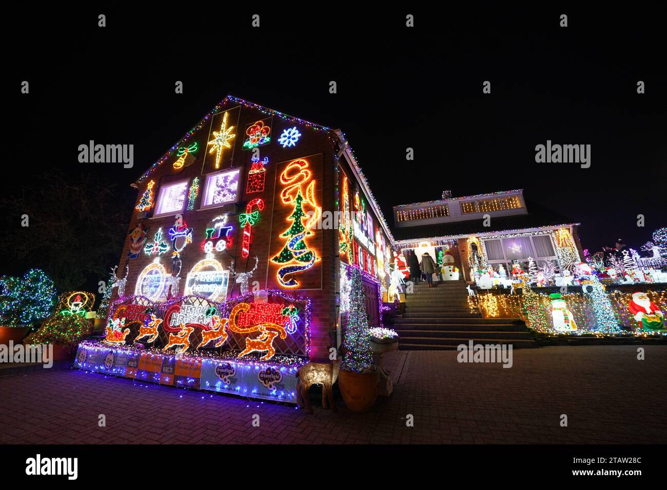 A Christmas light display on the home of Helen and John Attlesey in