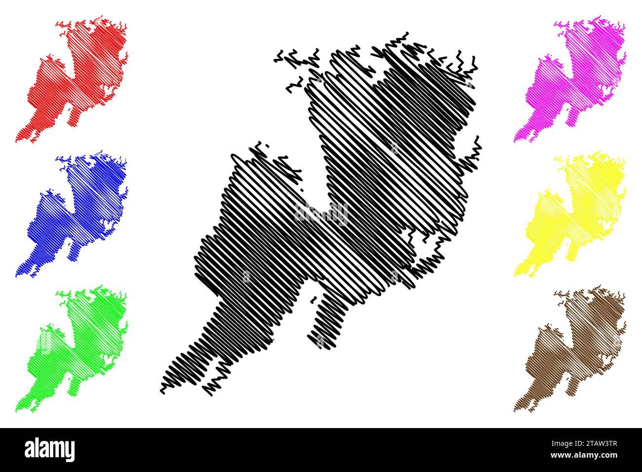 Lake Vanern (Kingdom of Sweden) map vector illustration, scribble