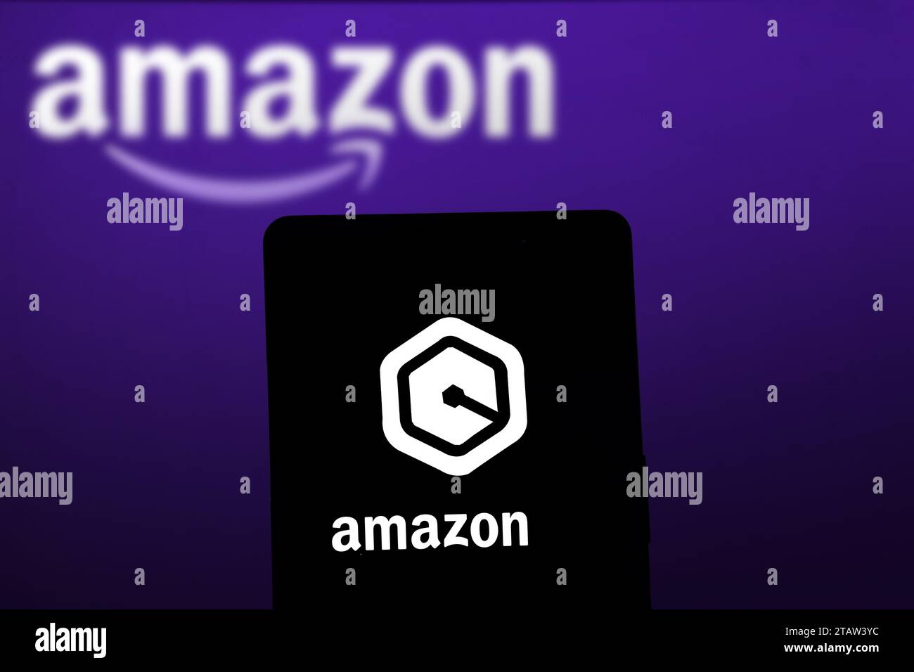 Dhaka, Bangladesh 15 Dec 2023 Amazon Q logo on smartphone. Amazon Q